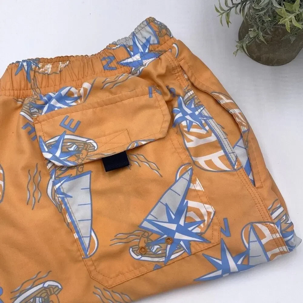 Vineyard Vines Sailboats And Compasses Swim Trunks Orange And Blue Men's Size LG